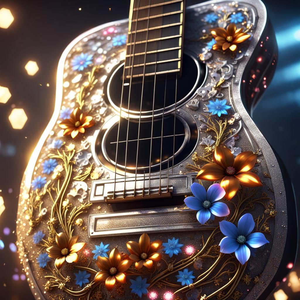 Metal and Glitter Flowers with Musical Elements