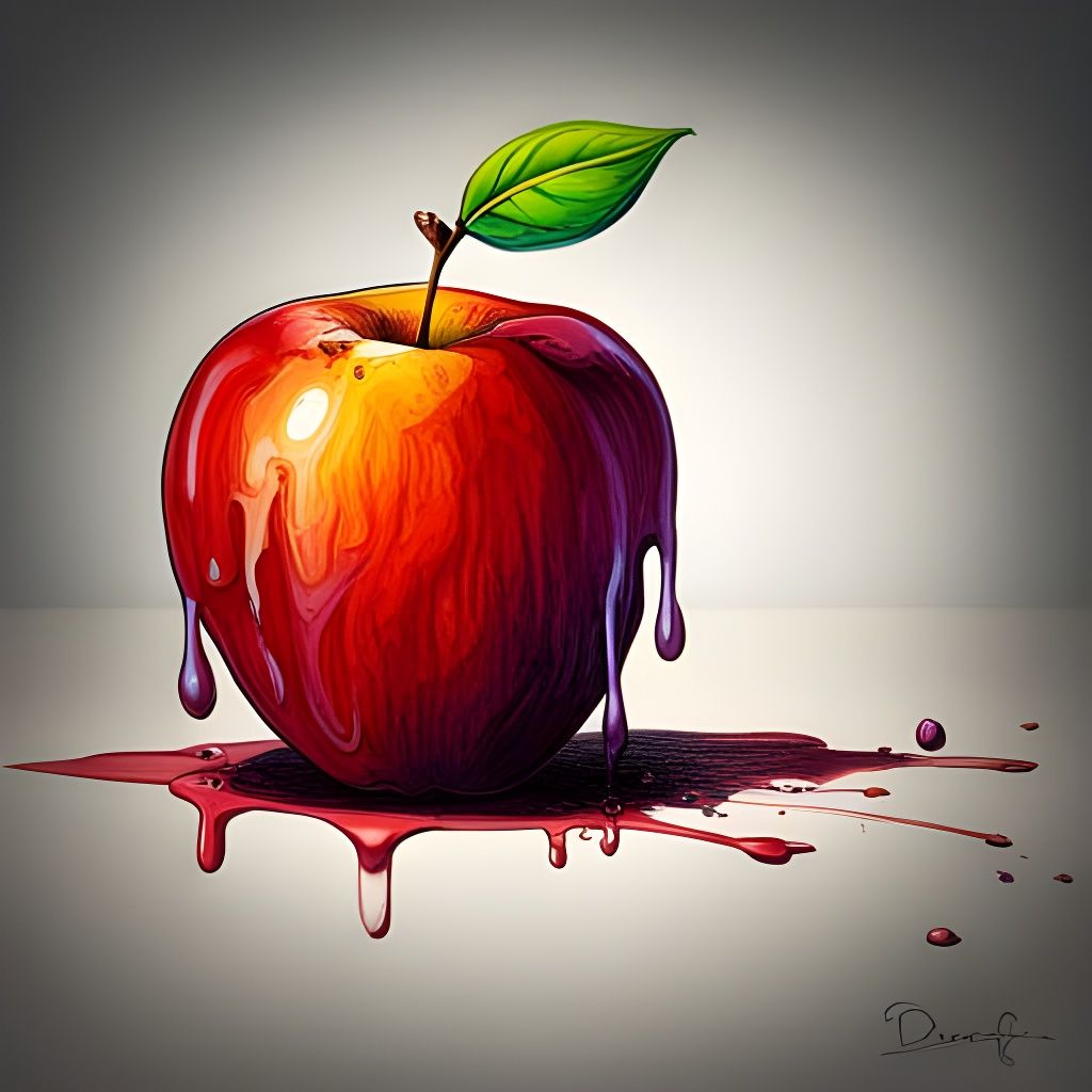 Surreal Poison Apple Illustration with Melting Colors