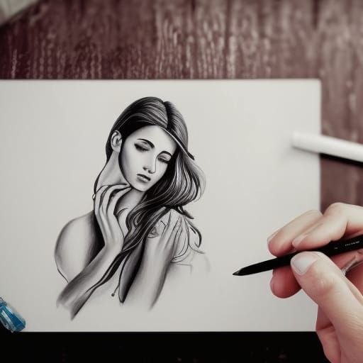 Detailed Pencil Portrait of a Woman