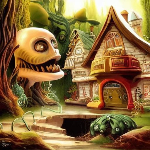 Cute Alien Plant Wizard in Maximalist Style