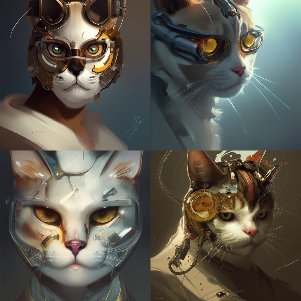 Mechanical Gear Cat Portrait in Hyperdetailed Style