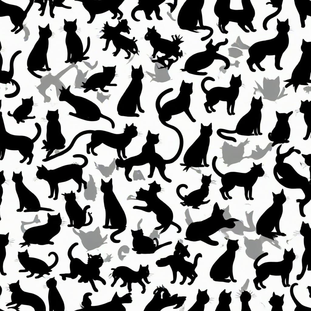 Black Cat Silhouette Stencils in Playful Pattern