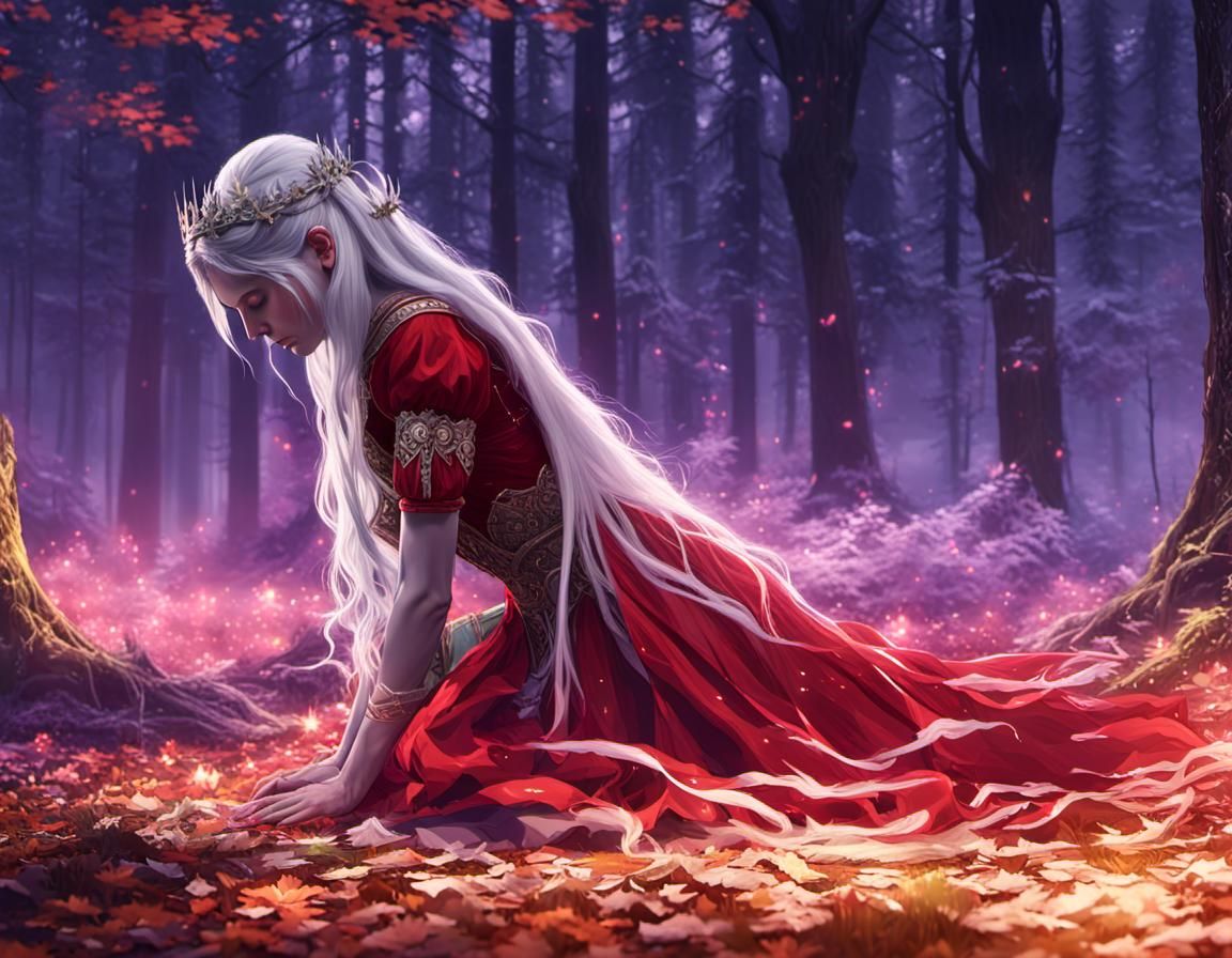 Princess in Red Dress: Dark Fantasy Portrait