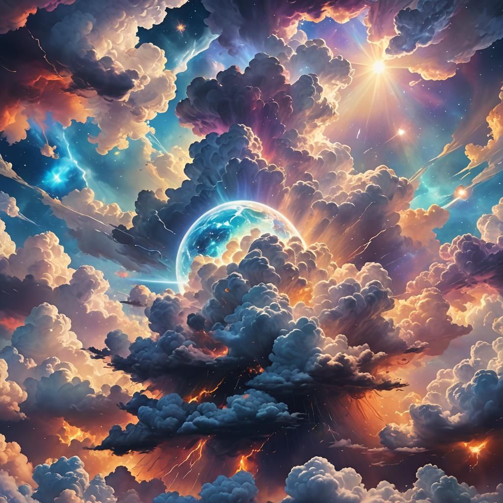 Cosmic Birth of Earth: Astral Mixed Media