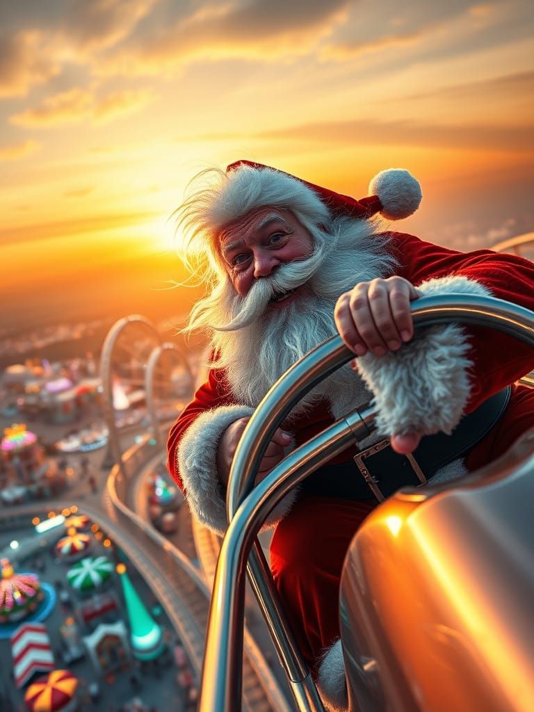 Santa's Thrilling Rollercoaster Sleigh Ride in Vibrant Color...