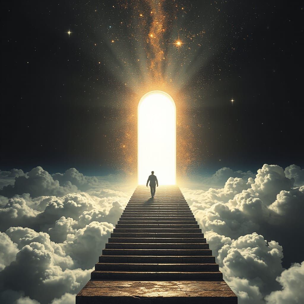 Cosmic Dream Portal in a Dark, Surreal Landscape