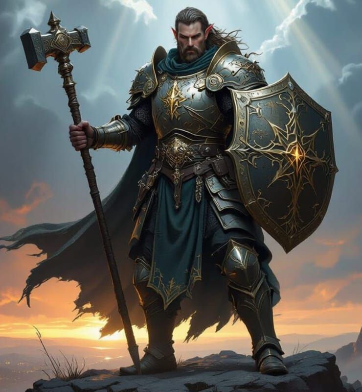 Male Elf War Cleric in Epic Fantasy Digital Painting