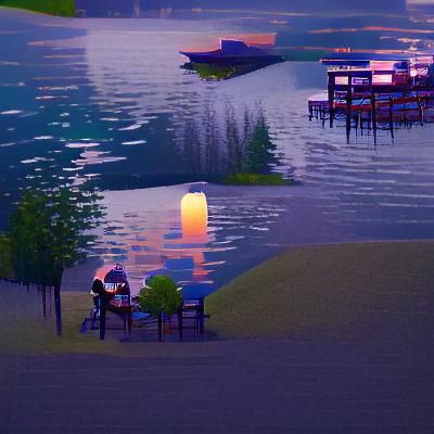 Peaceful Evening Lake Landscape