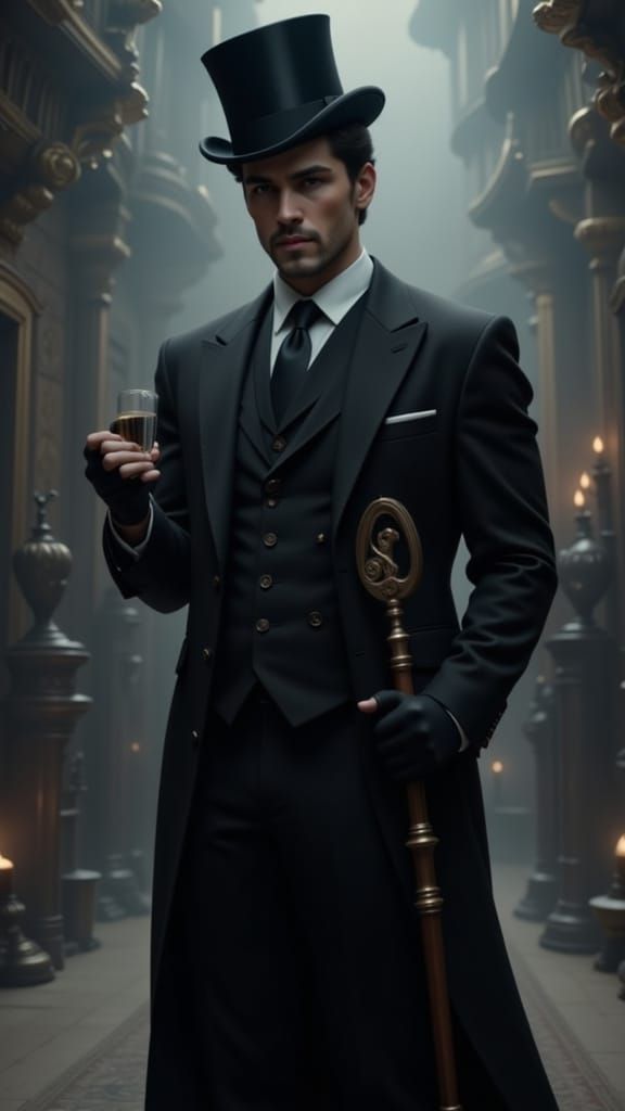 Drake the Magician in Vintage Futurism Style