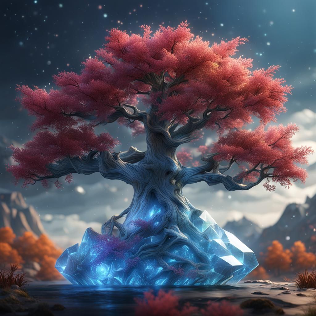 Enchanting Crystal Tree: Detailed Matte Painting