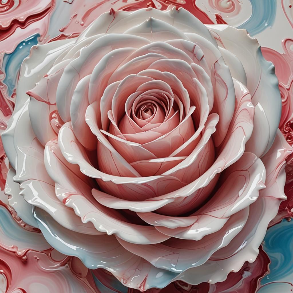 Porcelain Rose in Abstract Expressionism Style