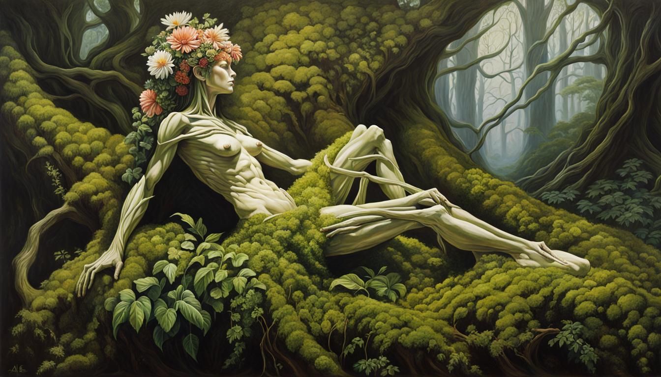 Plant Woman Nature Spirit in Classical Style