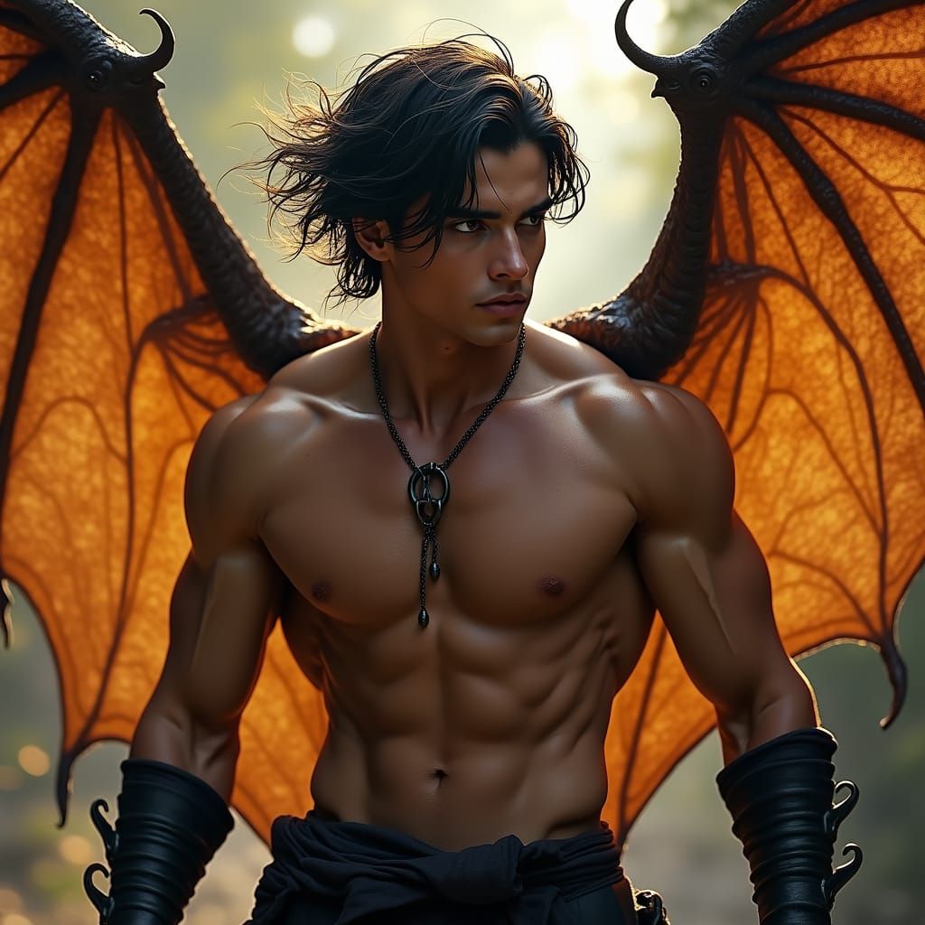 Winged Man with Chiseled Features