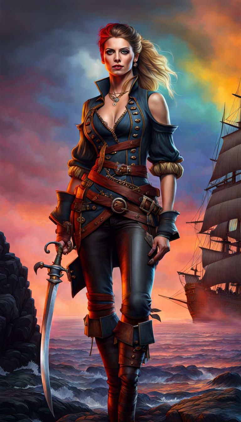 Detailed 8K Portrait of a Pirate Woman
