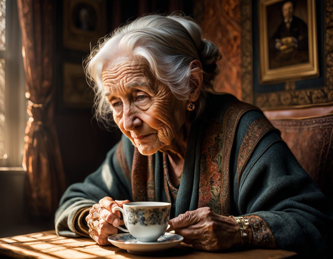 Wise Woman Portrait in Rembrandt Style