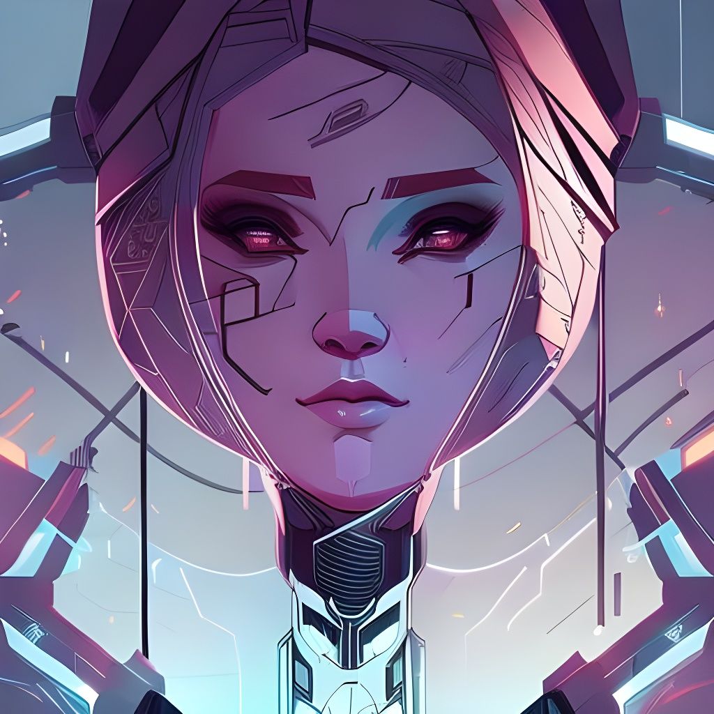 Cyberpunk Woman Portrait Under Moonlight Cityscape