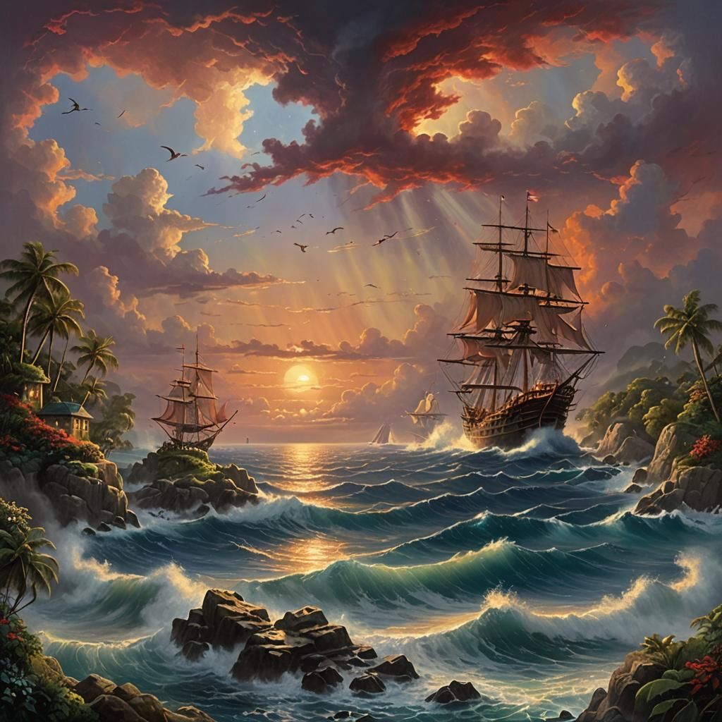 Caribbean Sunset: God's Hemorrhage in Ethereal Style