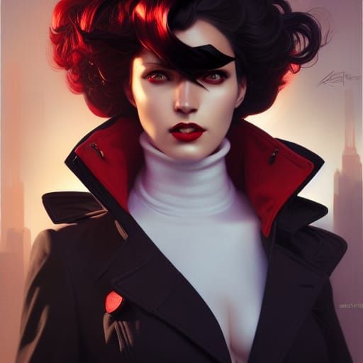 Spy Woman Portrait in Hyperdetailed Art Nouveau Style