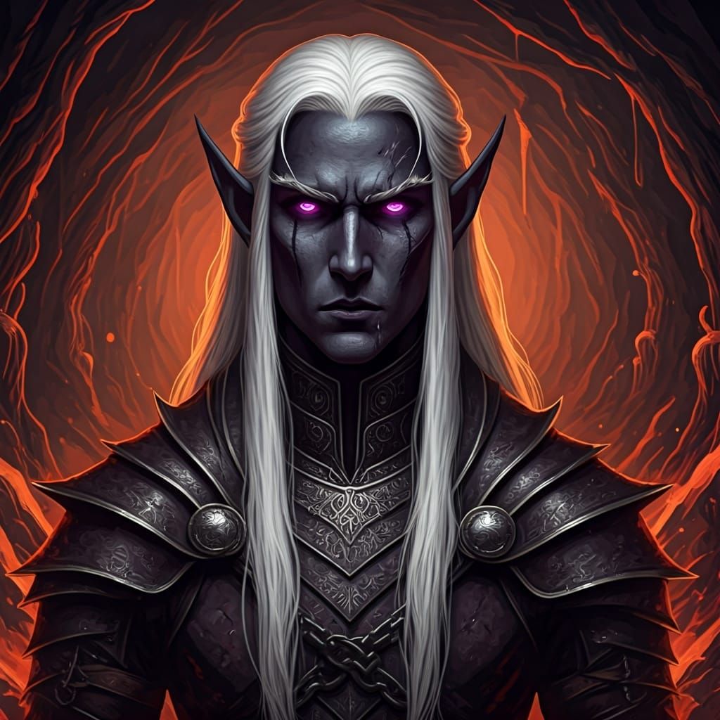 Drow Elf Slave Miner in the Underdark