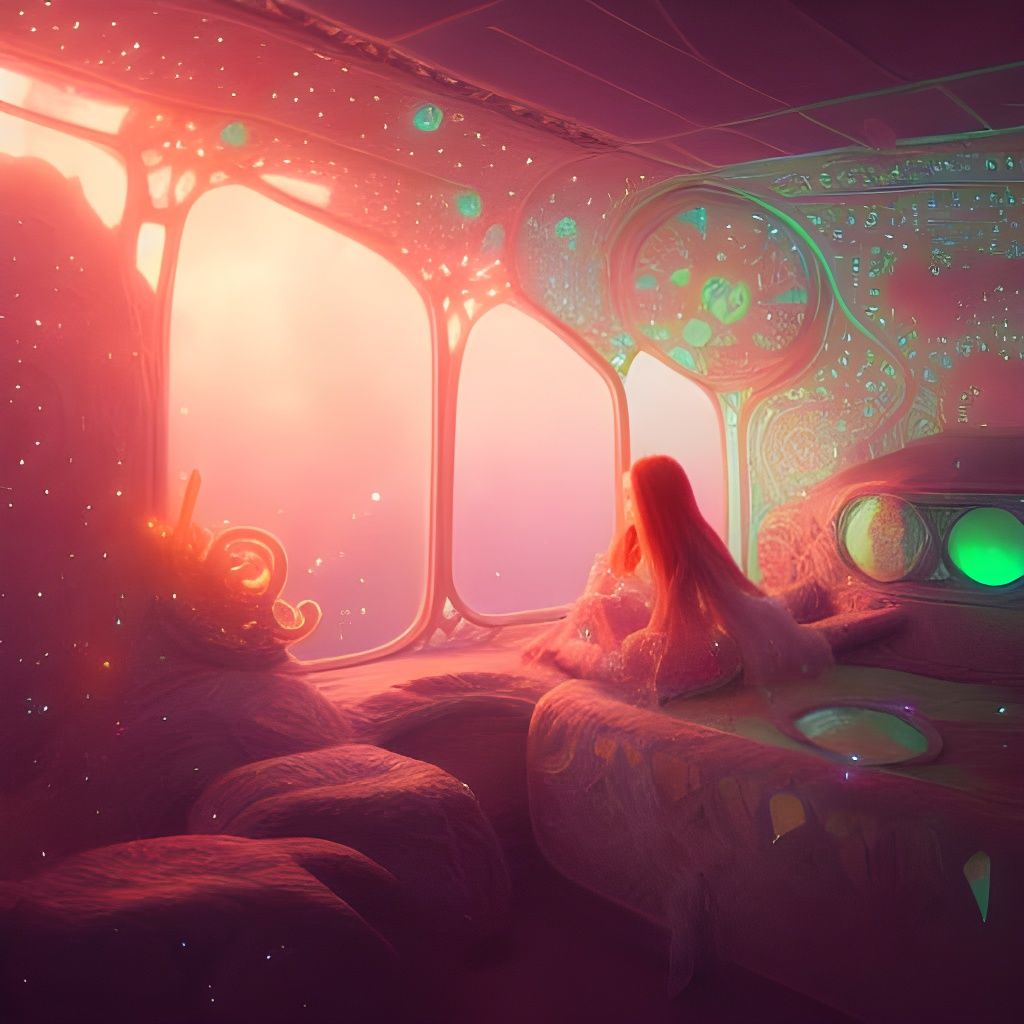 Luminescent Crystal Cabin in Ethereal Sci-Fi Style