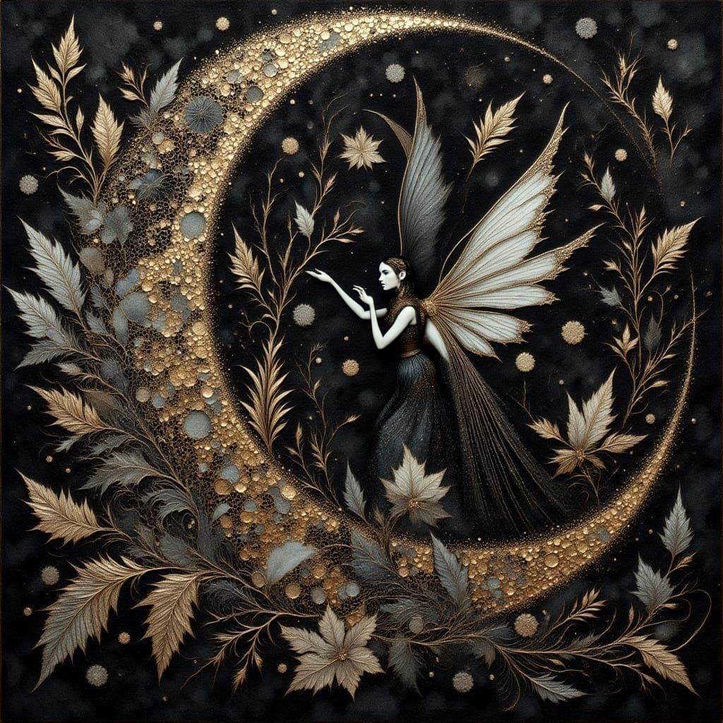 Gothic Moon Elf with Abstract Lace Texture