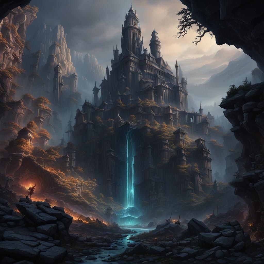 Magical Sword in Stone Dark Fantasy Art