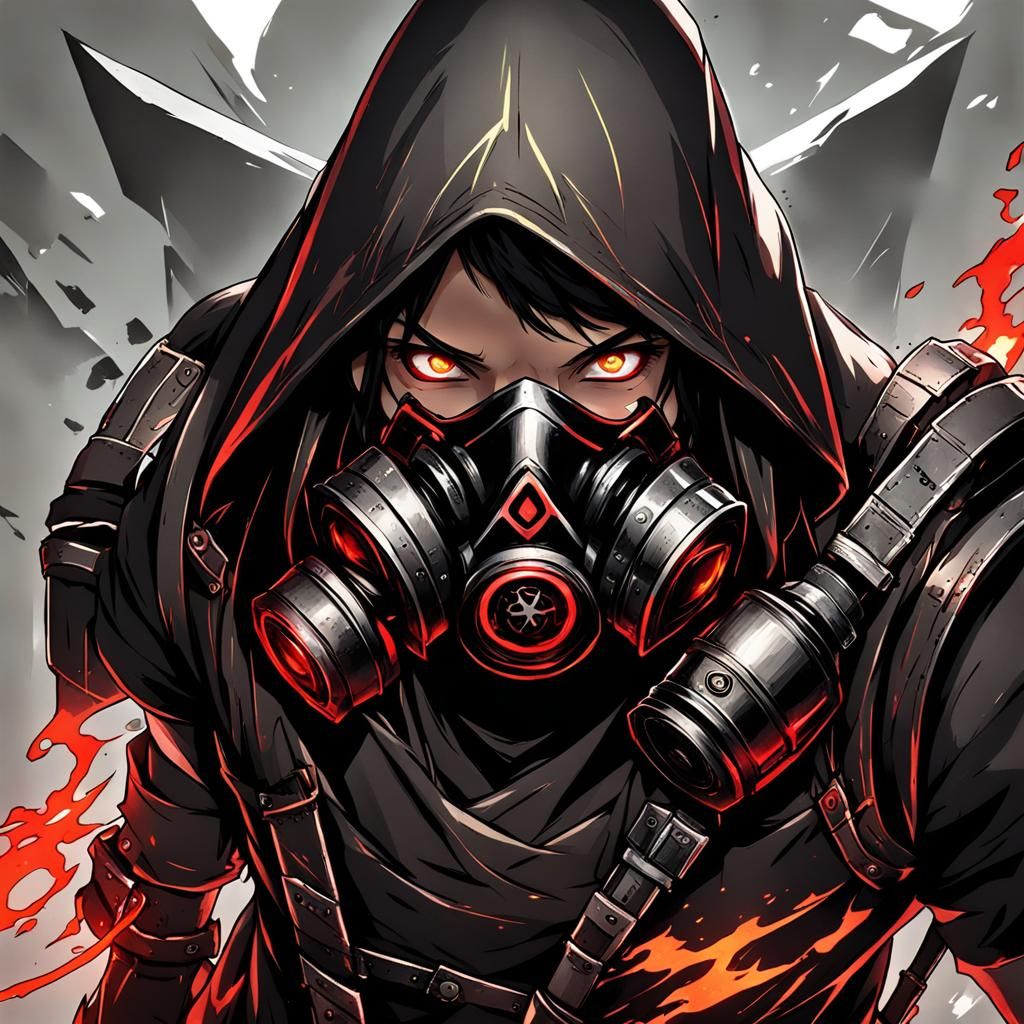 Fantasy Adventurer with Red Mask, Anime Style