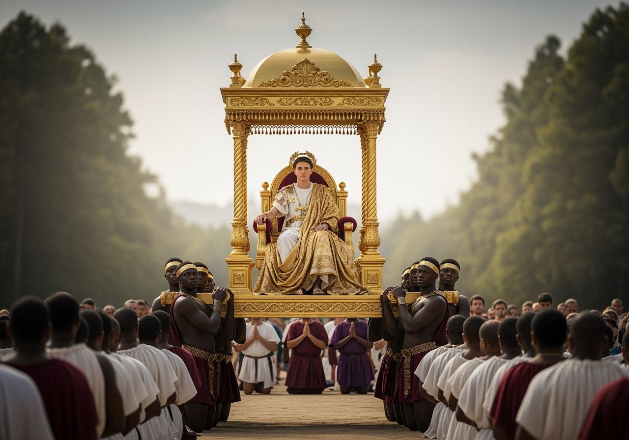 Roman Emperor Parade in Ancient Egypt: Detailed Digital Art