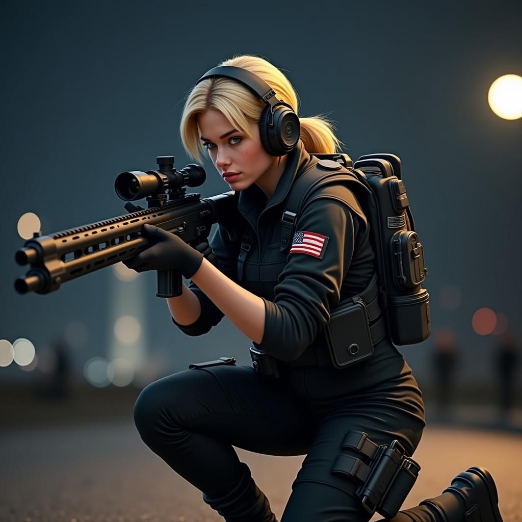 Tactical Sniper Under Moonlight: Photorealistic Digital Art