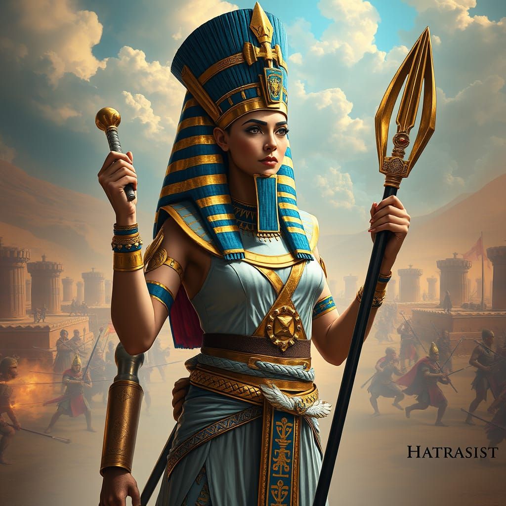 Regal Warrior Pharaoh Depicted in Pharaonic Regalia