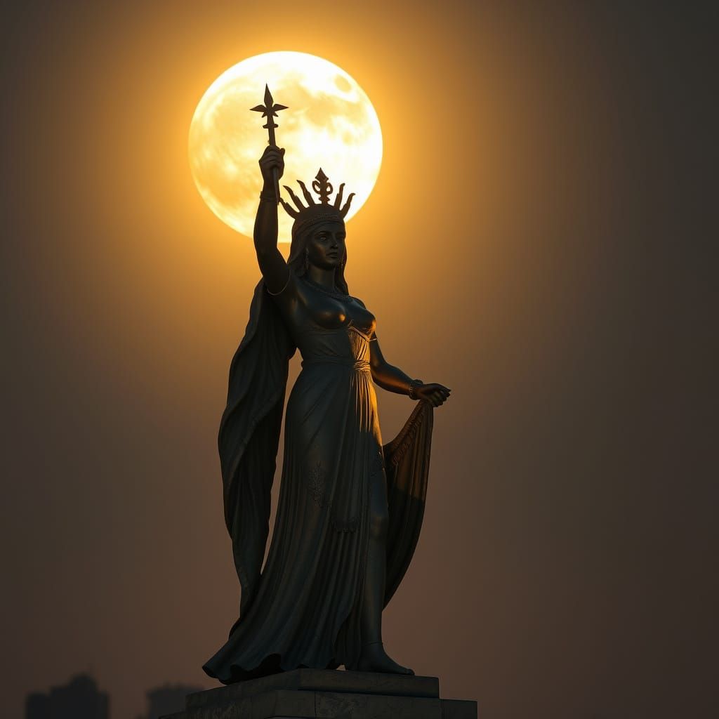 Goddess Asherah Under Full Moon in Palestine