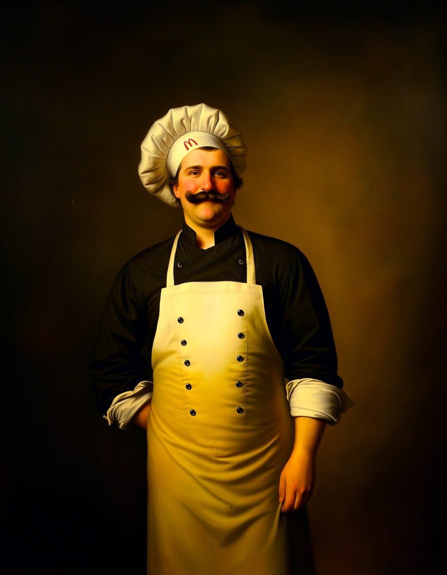 Romantic Era Portrait of Chef in McDonald's, Neoclassical St...