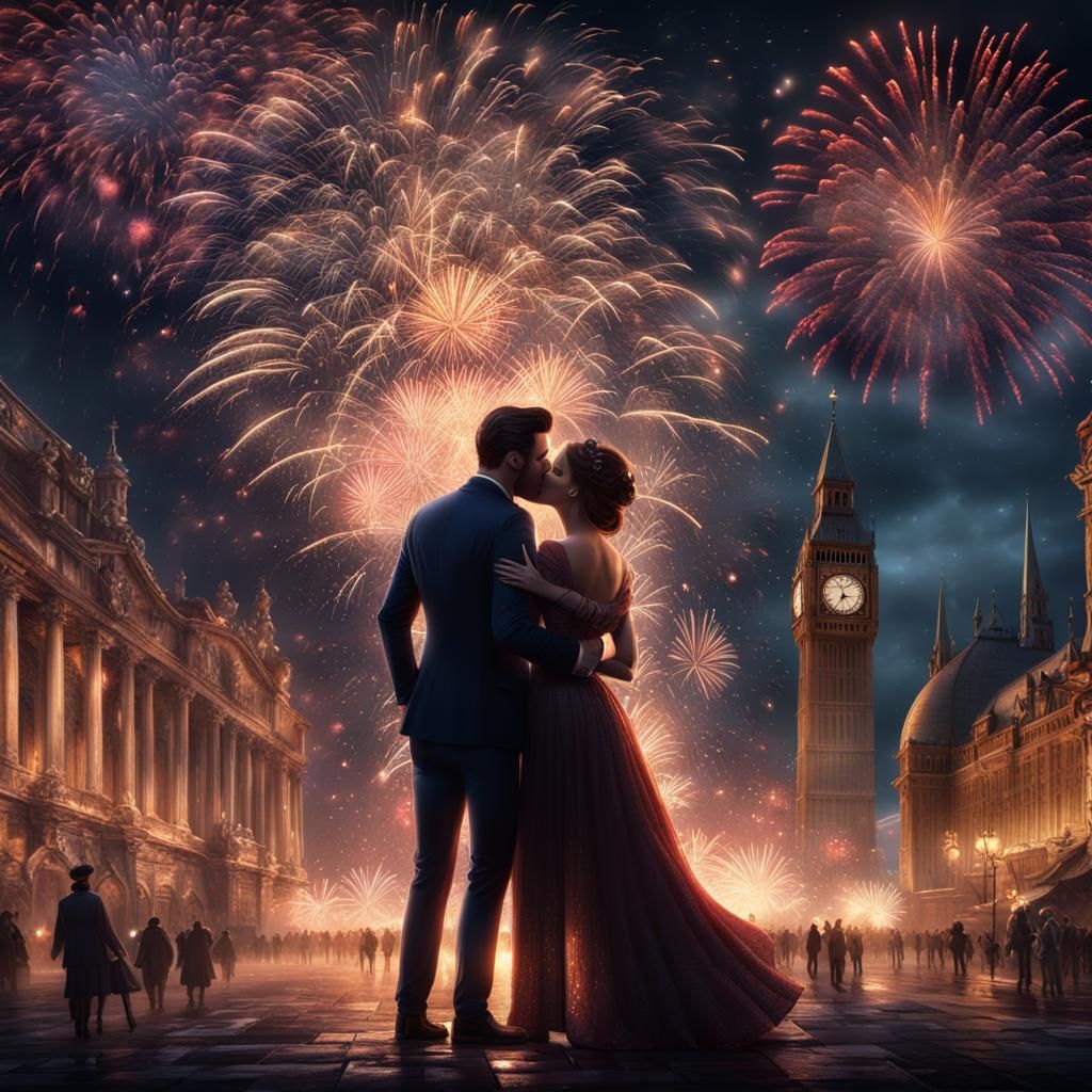 New Year's Eve Midnight Celebration with Fireworks