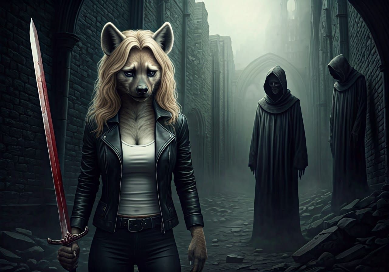 Mournful She-Hyena Confronts Monastery Ruins