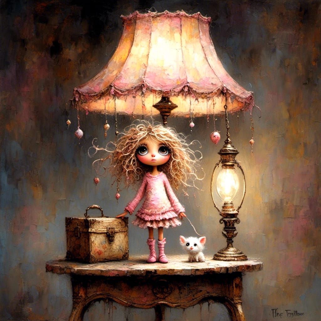 Cute Character with Lamp in LoRA Style