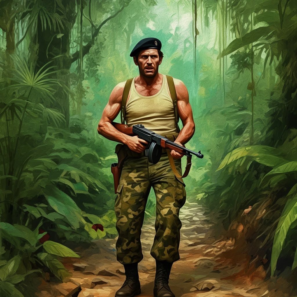 Jungle Soldier in Impressionistic Oil Painting