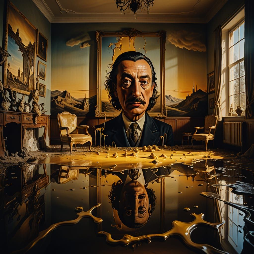 Surreal Masterpiece in Melting Showroom - Oil Painting in Hy...