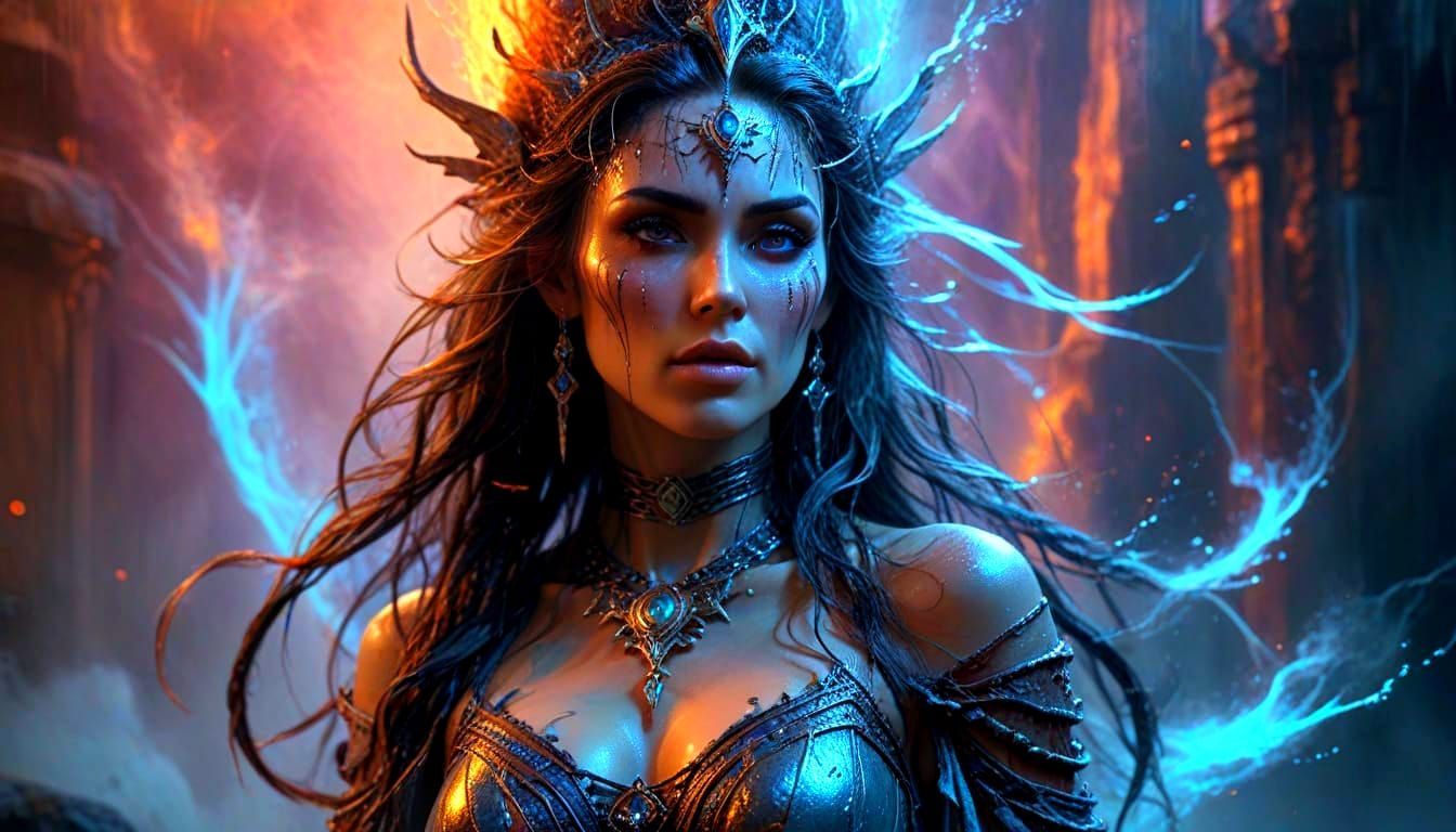 Ethereal Sorceress in Dreamy Landscape, Fantasy Art