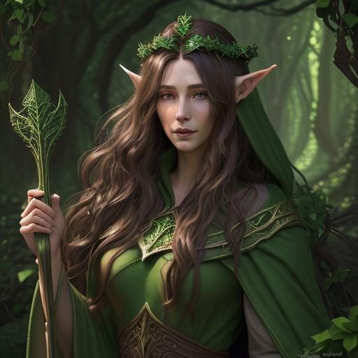 Magical Wood Elf Druid with Ivy Crown