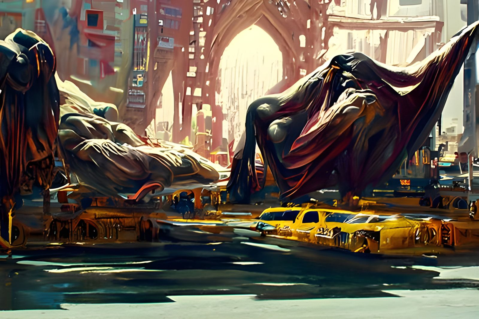 Surreal New York City: Oil Painting in Steampunk Style