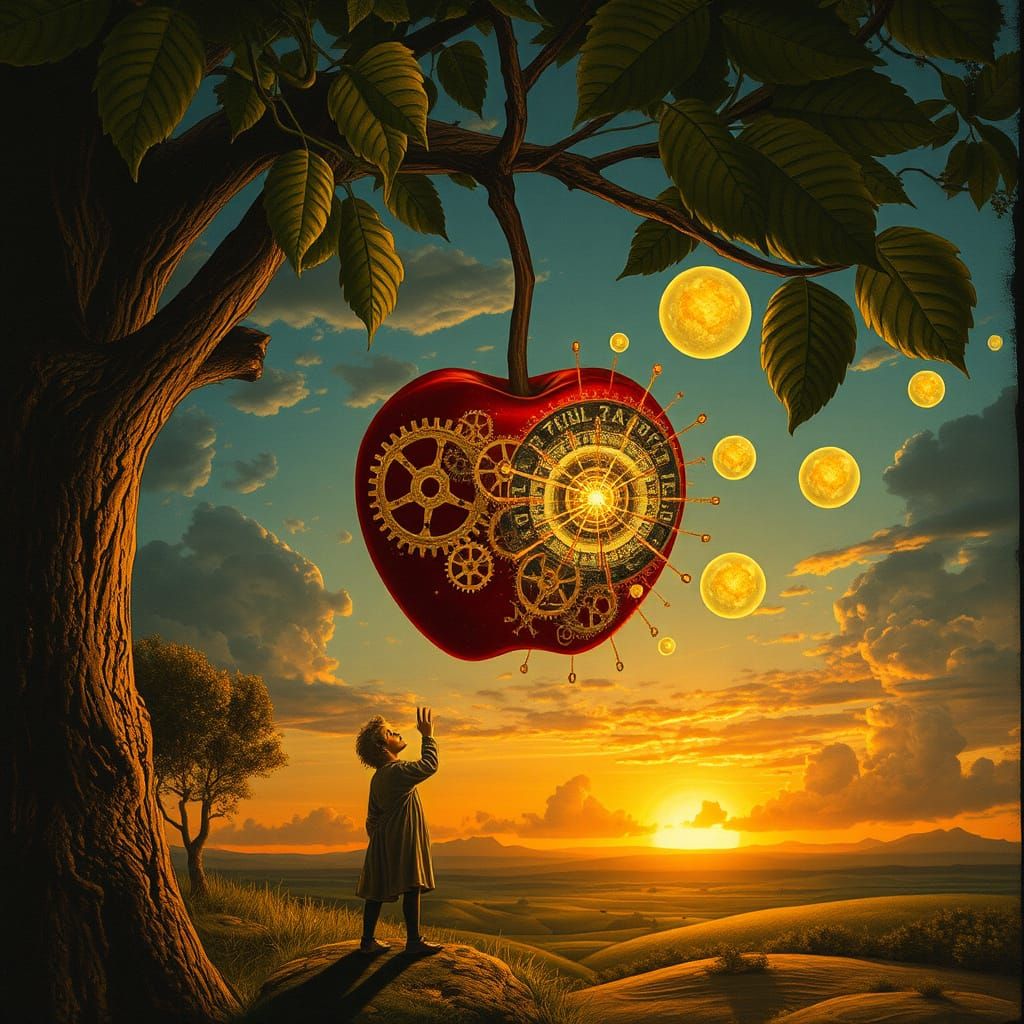 Newton Discovers Gravity Amidst Cosmic Gears and Celestial O...