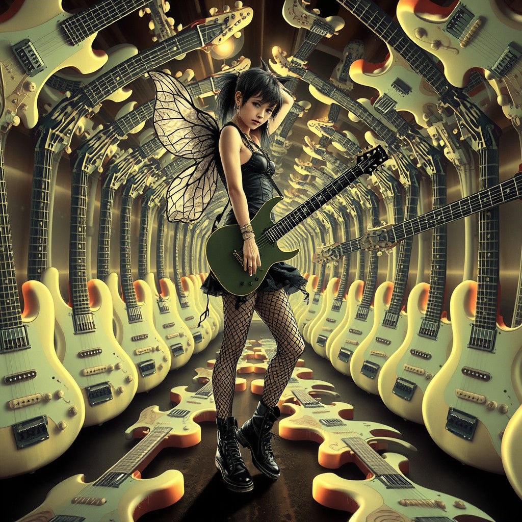 Punk Goth Fairy in Warped Cyberpunk Reality