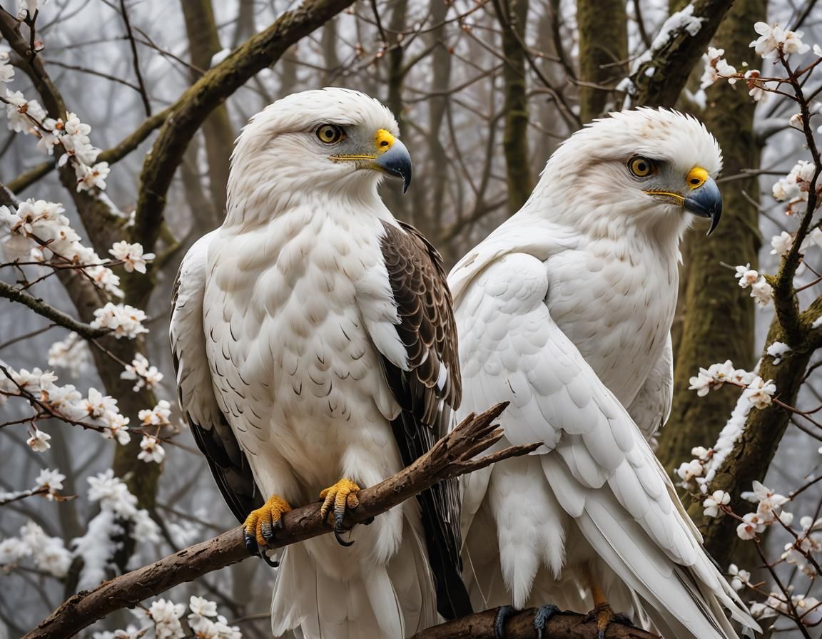 Majestic White Hawk with Brown Crest