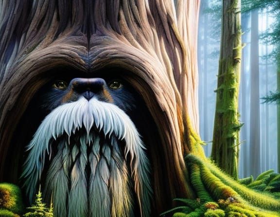 Bigfoot Portrait in Surrealist Pop Art Style