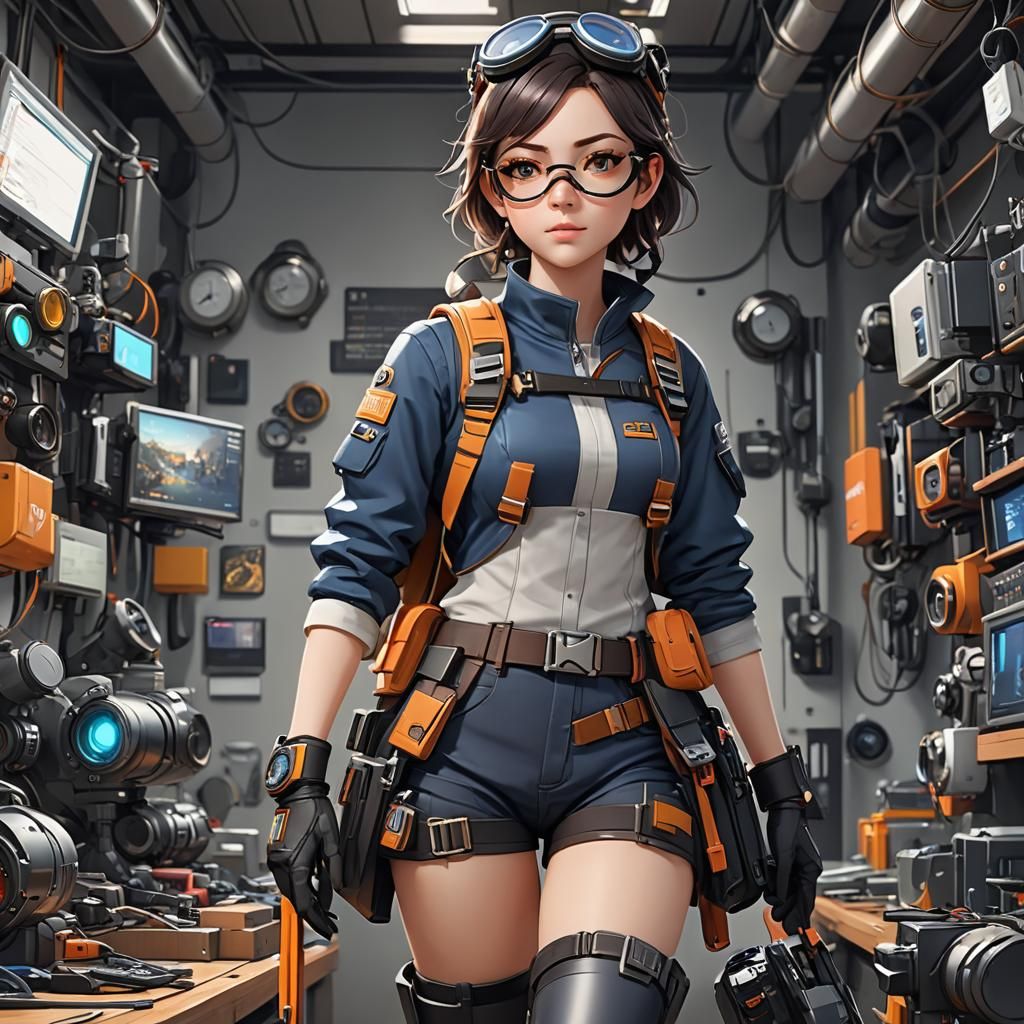 Anya Gearwright: Rebellious Inventor in 3D Anime Art
