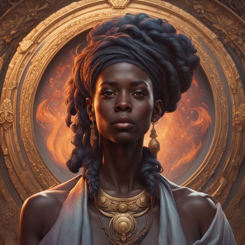 Hyperdetailed Portrait of Black Moses in Art Nouveau Style