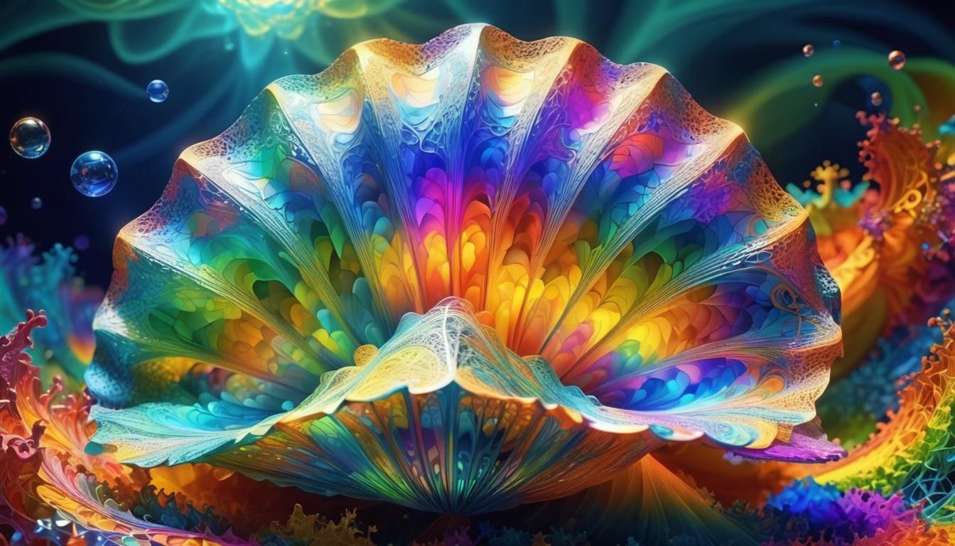 Vibrant Zentangle Wave Function in 3D Shading