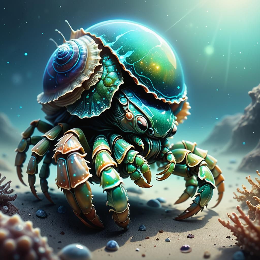 Alien Hermit Crab on Exoplanet in Xenobiology Illustration
