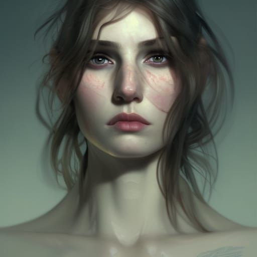 Expressive Portrait of Sadness in Digital Art Style