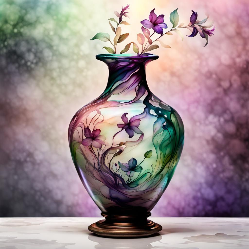 Ethereal Glass Amphora Masterpiece in Impressionist Style